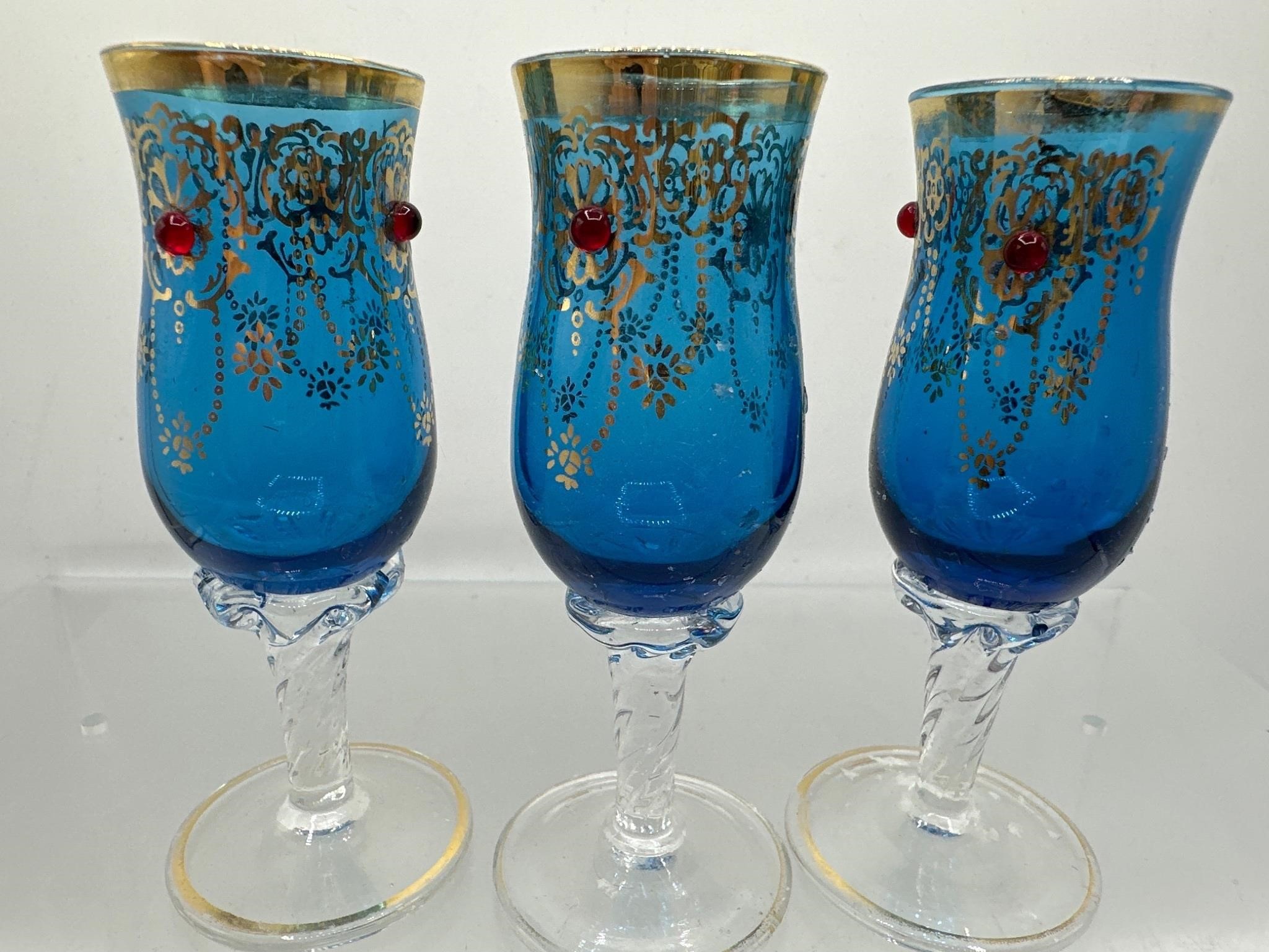 Vintage jeweled glass cordials