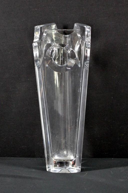 Three-Sided Author's Crystal Vase 12"