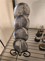 PEWTER LIGHTHOUSE COLLECTOR PLATES 4IN