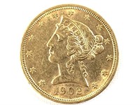 1902 $5 Gold Half Eagle