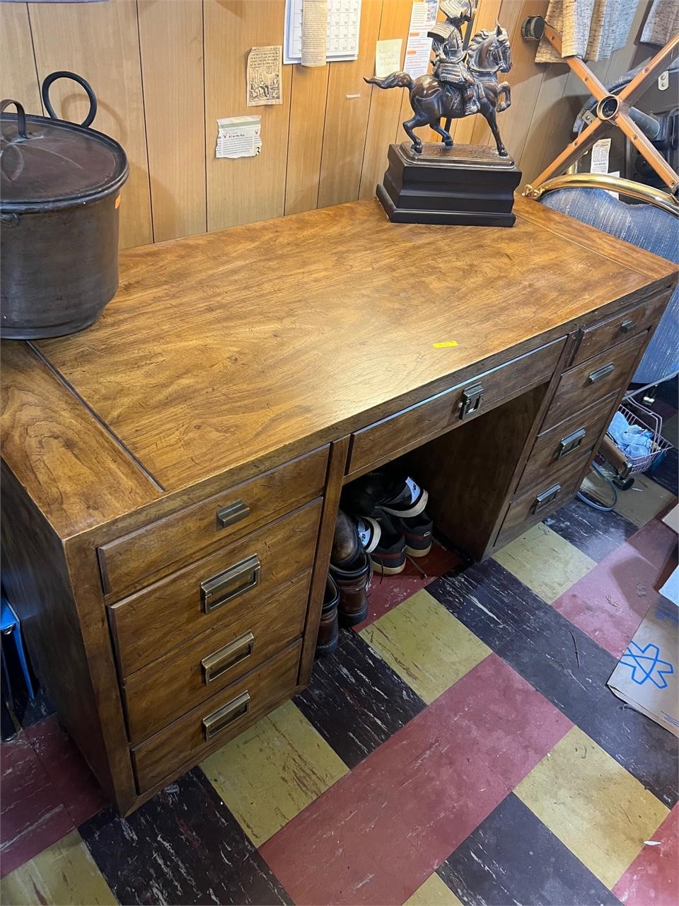 Drexel wood desk with drawers - solid