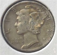 Silver 1945 Mercury dime