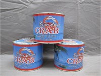 Lot of 3 Vintage Ocean Crown Crab Tin Cans