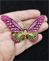 Large Rhinestone Butterfly Brooch Pin