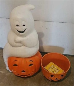 HALLOWEEN GHOST BLOW MOLD & LARGE CANDY BOWL