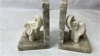 4 inch Alabaster Hand Carved Elephant Bookend Pair