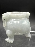 POSSIBLE JADE MINIATURE CARVED SMALL POT WITH