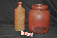 Stoneware jar and decanter