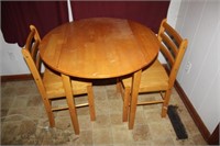 Wooden Drop Leaf Table w/2 Chairs