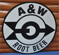A&W Root Beer interior 36" dia sign, 1/2" thick