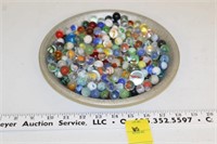 Pie Pan of Vintage Marbles