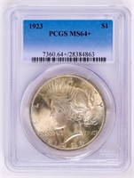 Coin 1923  Peace Silver Dollar  PCGS MS64+