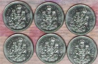 1977 Canada 50 Cent Uncirculated Coin Lot of 6