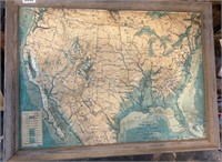 Raised Topographical Map of the US, 20" x 28"