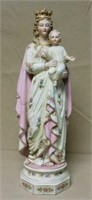 French Bisque Porcelain Madonna and Child Figure.