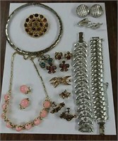 Coro Jewelry; Earrings, Bracelet and Brooch