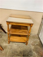 Vintage 3 tier wooden glass top side table