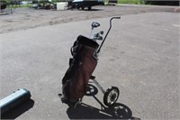Left hand golf clubs, bag & cart