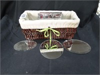 Small Decorative Mirrors in Lined Basket