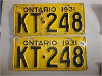 Pair Ontario 1931 Licence Plates (KT 248)