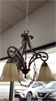 Hanging lamp with glass globes, bell shape on