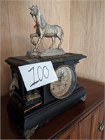 Vintage Mantel Clock with Horse