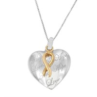 10k Two-tone Gold Ribbon & Heart Necklace