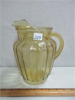 LARGE AMBER GLASS PITCHER