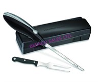 1X, NEW H.B. ELECTRIC KNIFE W/ CASE + FORK