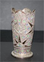 Peruvian enamel and metal pierced cup
