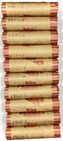 (10) Rolls 1950's Wheat Cent Penny Lot