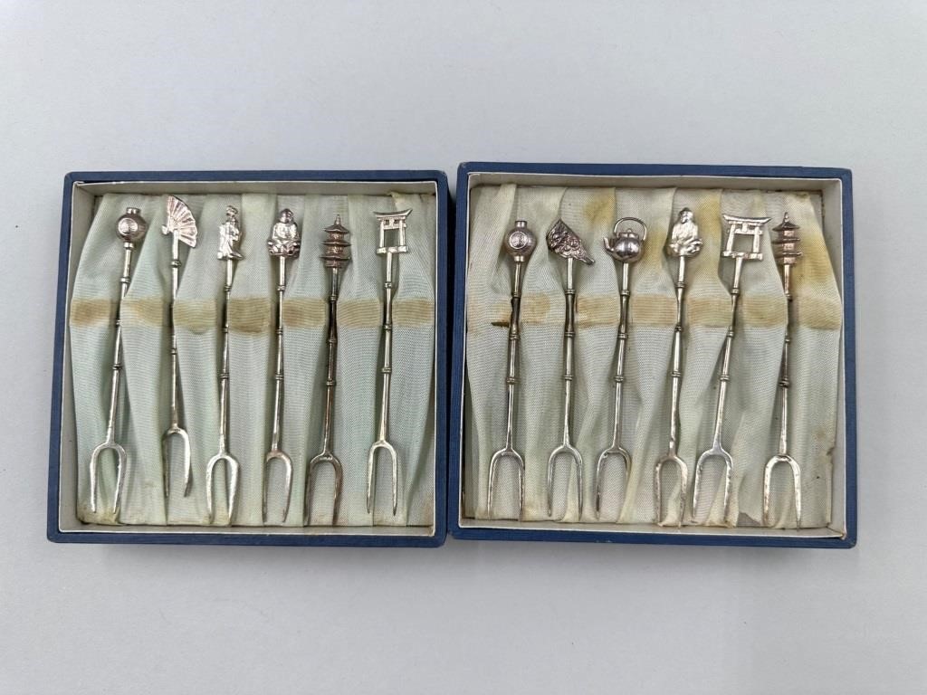 Pair of Sterling Silver Cocktail Fork Sets