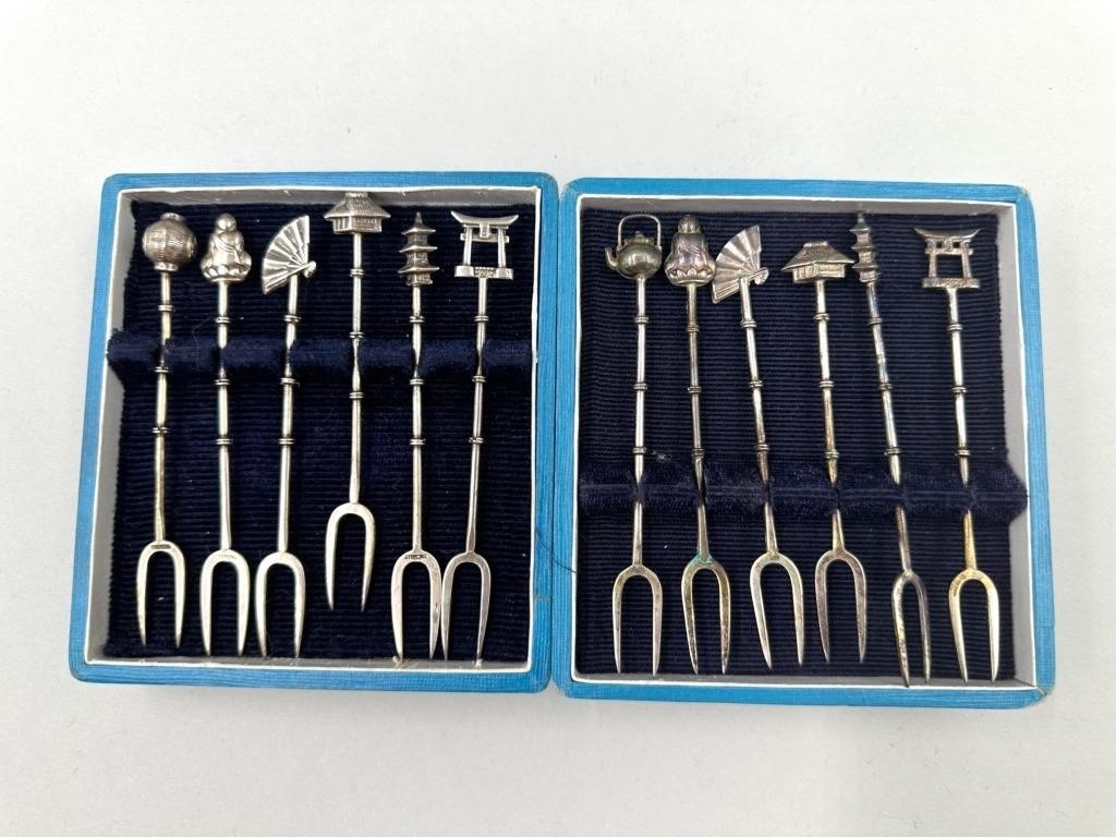 Pair of Sterling Silver Cocktail Fork Sets