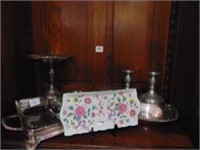 Silver plate Double casserole, Two pewter candle