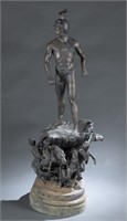 Bronze statue of a Greek warrior.