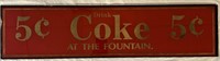 Vintage Reverse Painted Glass Coke Sign