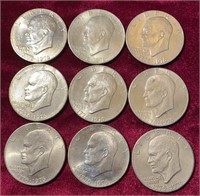 (9) Bicentennial Eisenhower Dollar Coins