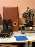 Revere 85 8mm projector; old pair binoculars
