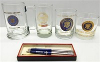 Ronald Reagan: Milatary Glasses & Pen Set