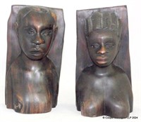 Hand Carved  Ebony African Sculpture Book Ends