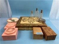 Collection Of Dresser Boxes And Perfume Bottles