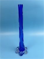 Blue Art Glass Hand Blown Bud Vase