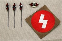 HJ Hitler youth stick pin, pin and patch lot