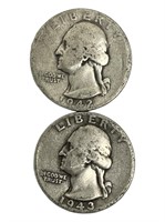 Set of 2 Washington Quarters Silver