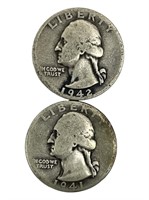 Set of 2 Washington Quarters Silver