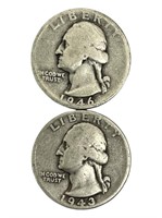 Set of 2 Washington Quarters Silver