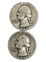 Set of 2 Washington Quarters Silver