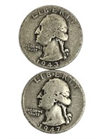 Set of 2 Washington Quarters Silver