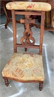 Walnut Needlepoint Prie Dieu Prayer Chair