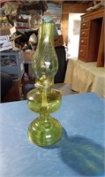 18" TALL GREEN KEROSENE LAMP WITH GREEN CHIMNEY